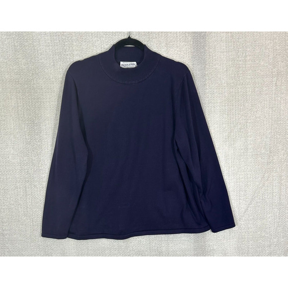 Pendleton Sweater Womens 2X Navy Blue Mock Neck Silk Blend Long Sleeve - Picture 1 of 7